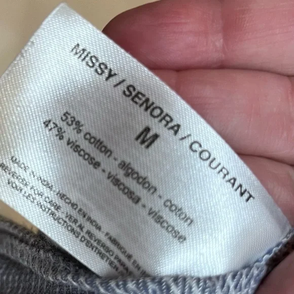 William Rast Blue Chambray Ticking Striped Pullover Top 3/4 Sleeves Sz M - Picture 11 of 11